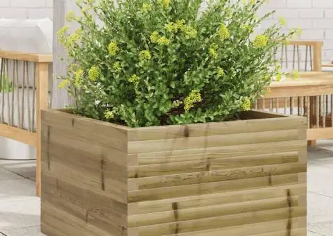 Jardinieră de grădină, 70x70x46 cm, lemn de pin impregnat - 1/5