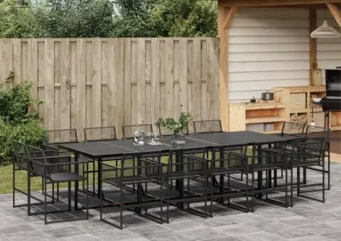 Set mobilier de grădină, 15 piese, negru, poliratan - 1/5