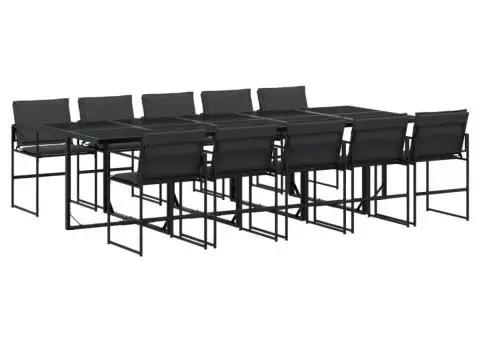Set mobilier de grădină, 11 piese, cu perne, negru, textilenă - 2/5