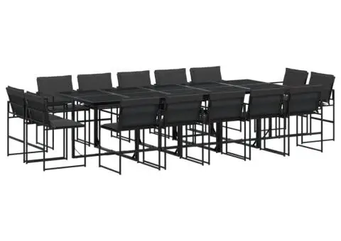 Set mobilier de grădină, 15 piese, cu perne, negru, textilenă - 2/5