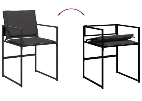 Set mobilier de grădină, 15 piese, cu perne, negru, textilenă - 5/5