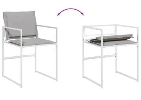 Set mobilier de grădină, 13 piese, cu perne, alb, textilenă - 5/5
