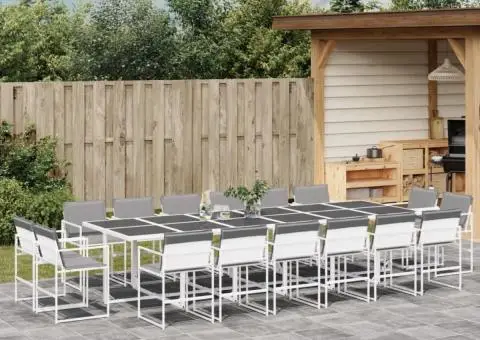 Set mobilier de grădină, 17 piese, cu perne, alb, textilenă - 1/5