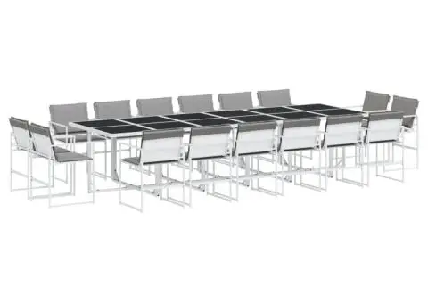 Set mobilier de grădină, 17 piese, cu perne, alb, textilenă - 2/5