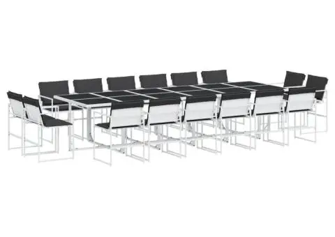 Set mobilier de grădină, 17 piese, cu perne, alb, textilenă - 2/5