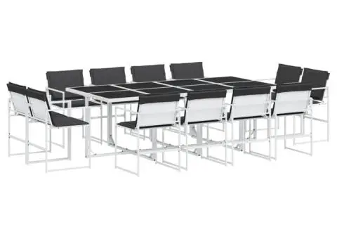 Set mobilier de grădină, 13 piese, cu perne, alb, textilenă - 2/5