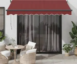 vidaXL Copertina retractabilă automat cu LED-uri, vișiniu, 350x250 cm