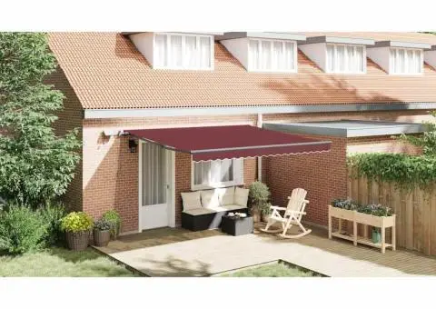 Copertina retractabilă manual cu LED-uri, vișiniu, 400x300 cm - 1/5