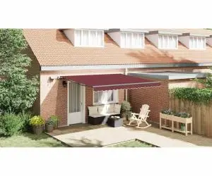 vidaXL Copertina retractabilă manual cu LED-uri, vișiniu, 400x300 cm