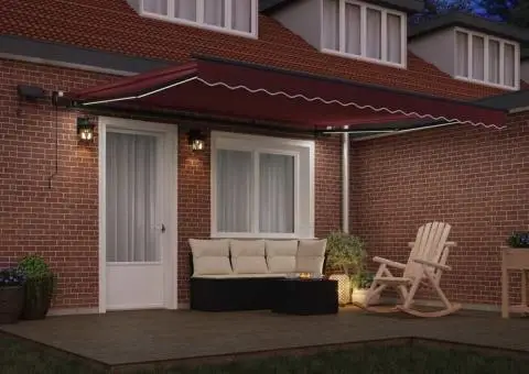 Copertina retractabilă manual cu LED-uri, vișiniu, 400x300 cm - 3/5