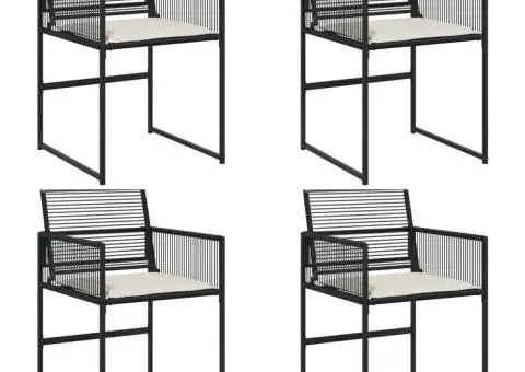 Scaune de grădină cu perne, 4 buc., negru, poliratan - 2/5