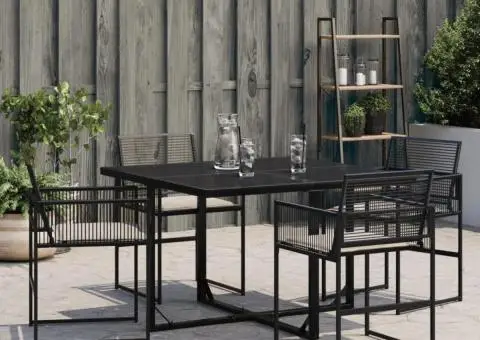 Scaune de grădină cu perne, 4 buc., negru, poliratan - 3/5