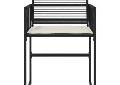 Scaune de grădină cu perne, 4 buc., negru, poliratan - 5/5