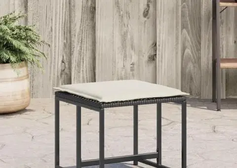 Scaune grădină cu perne, 4 buc. negru, poliratan - 1/5