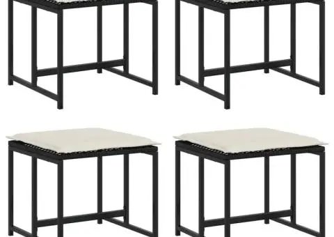 Scaune grădină cu perne, 4 buc. negru, poliratan - 2/5