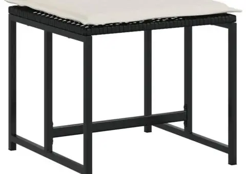 Scaune grădină cu perne, 4 buc. negru, poliratan - 5/5