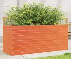 vidaXL Jardinieră grădină, maro ceruit, 110x40x46 cm, lemn masiv pin