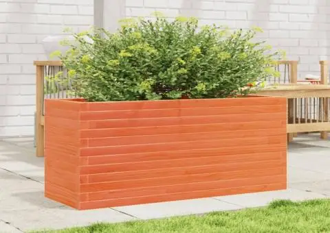 Jardinieră grădină, maro ceruit, 110x40x46 cm, lemn masiv pin - 3/5