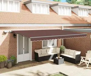 vidaXL Copertină retractabilă manual cu LED-uri, maro, 500x300 cm