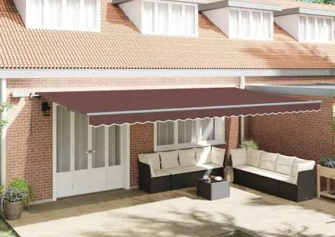 Copertină retractabilă manual cu LED-uri, maro, 600x300 cm - 1/5