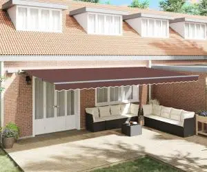 vidaXL Copertină retractabilă manual cu LED-uri, maro, 600x300 cm