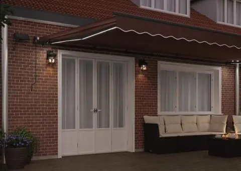 Copertină retractabilă manual cu LED-uri, maro, 600x300 cm - 3/5