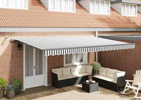 Copertină retractabilă automat cu LED, antracit/alb, 500x300 cm - 1/5