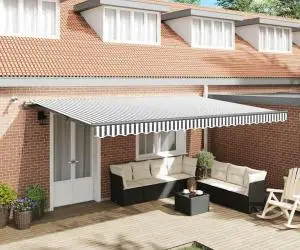 vidaXL Copertină retractabilă automat cu LED, antracit/alb, 500x300 cm