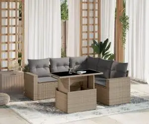 vidaXL Set canapele de grădină cu perne, 6 piese, bej, poliratan