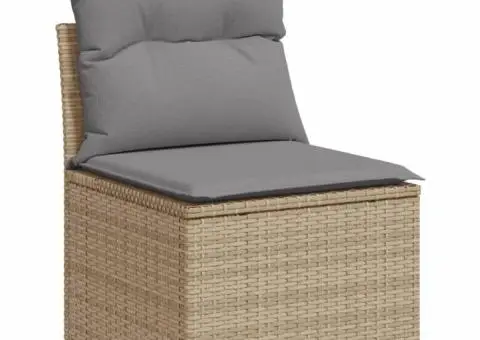 Set canapele de grădină, 7 piese, cu perne, bej, poliratan - 3/5