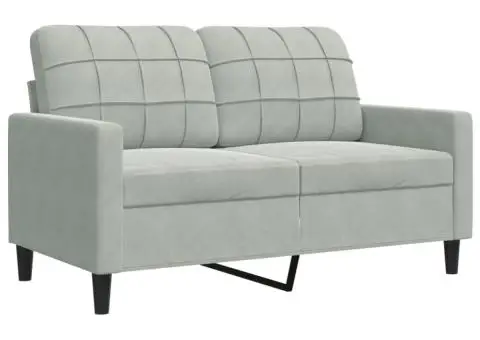 Set de canapele cu perne, 3 piese, gri deschis, catifea - 4/5