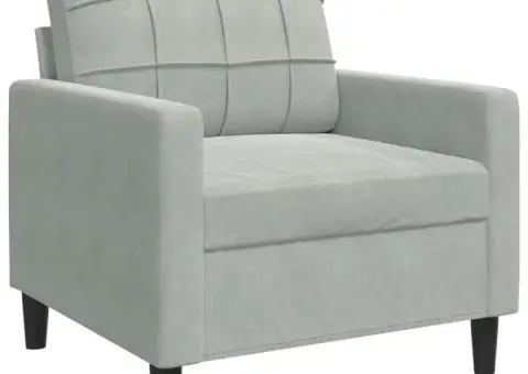 Set de canapele cu perne, 3 piese, gri deschis, catifea - 5/5