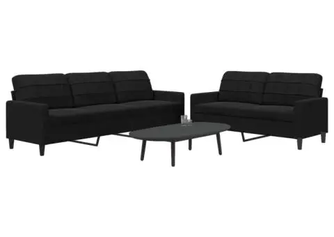 Set de canapele cu perne, 2 piese, negru, catifea - 1/5