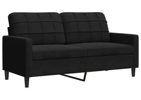 Set de canapele cu perne, 2 piese, negru, catifea - 4/5