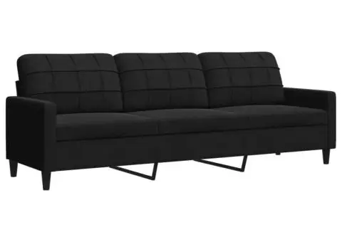 Set de canapele cu perne, 2 piese, negru, catifea - 5/5