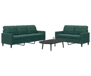 vidaXL Set de canapele cu perne, 2 piese, verde închis, catifea