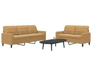vidaXL Set de canapele cu perne, 2 piese, maro, catifea