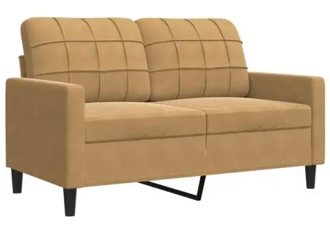 Set de canapele cu perne, 2 piese, maro, catifea - 4/5