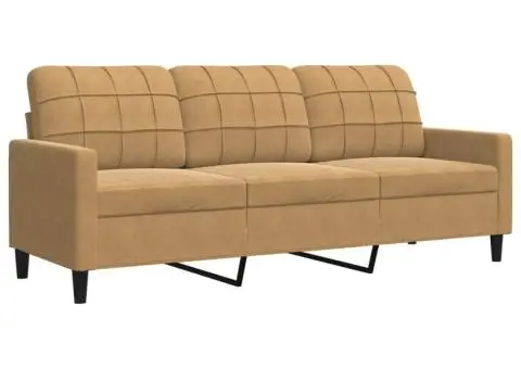 Set de canapele cu perne, 2 piese, maro, catifea - 5/5