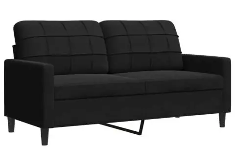 Set de canapele cu perne, 3 piese, negru, catifea - 4/5