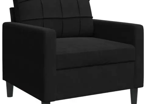 Set de canapele cu perne, 3 piese, negru, catifea - 5/5