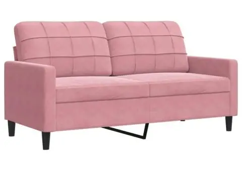 Set de canapele cu perne, 3 piese, roz, catifea - 4/5