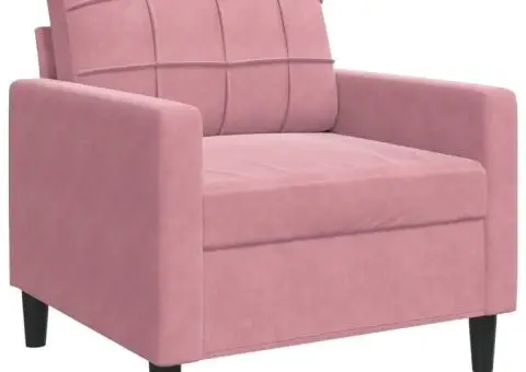 Set de canapele cu perne, 3 piese, roz, catifea - 5/5