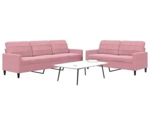 vidaXL Set de canapele cu perne, 2 piese, roz, catifea