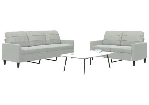 Set de canapele cu perne, 2 piese, gri deschis, catifea - 1/5