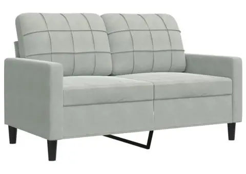 Set de canapele cu perne, 2 piese, gri deschis, catifea - 4/5