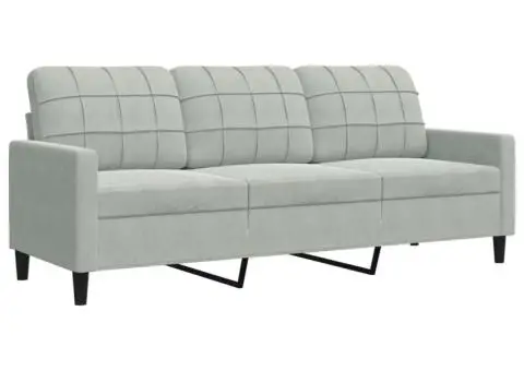 Set de canapele cu perne, 2 piese, gri deschis, catifea - 5/5