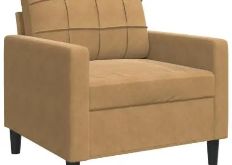 Set de canapele cu perne, 3 piese, maro, catifea - 5/5