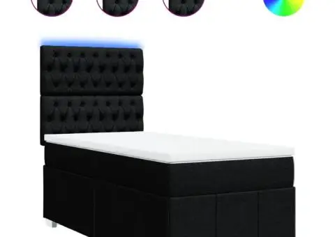 Pat box spring cu saltea, negru, 90x200 cm, textil - 2/5