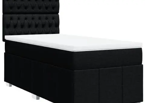 Pat box spring cu saltea, negru, 90x200 cm, textil - 3/5